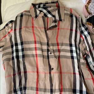 Burberry Beige Checkered Men's Shirt